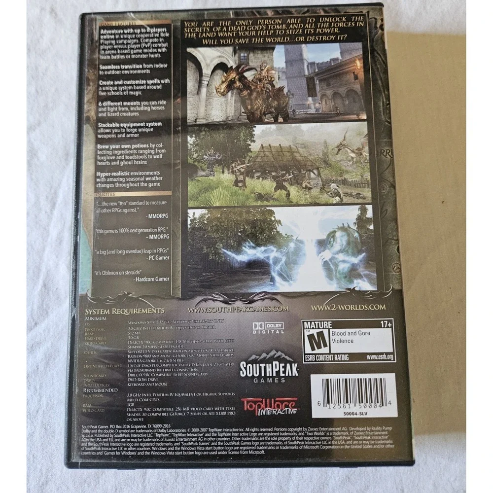 Two Worlds PC DVD Game Complete CIB Games For Windows RPG SouthPeak